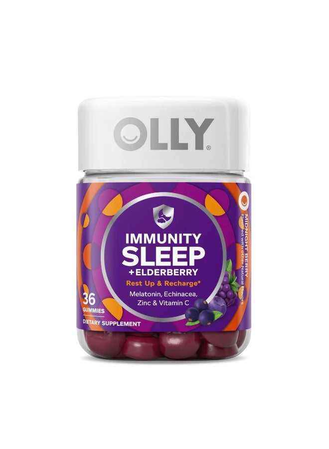 OLLY أولي مناعة النوم + توت البلسان استرخِ واستعد الطاقة ميلاتونين، إشنسا، زنك وفيتامين C 36 حبة جيلاتينية