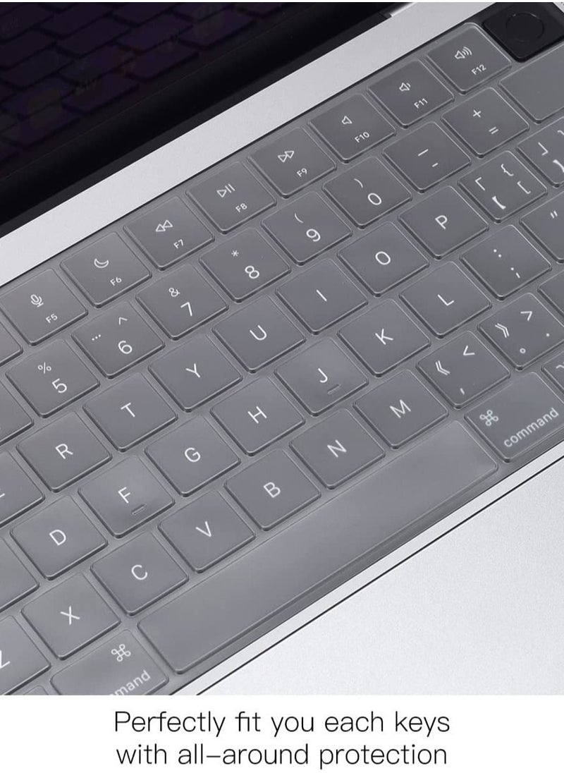 Premium US Layout Keyboard Cover for MacBook Air 13.6 inch M2 A2681/M3 A3113/M4 A3240 and Macbook AIr 15 inch M4 A3241/M3 A3114/M2 A2941  & MacBook Pro 14 inch A3112/A3401/A3185/A22779/A2442/A2918/A2992 and MacBook Pro 16" A3403/A3186/A2780/A2485/A2991, Clear