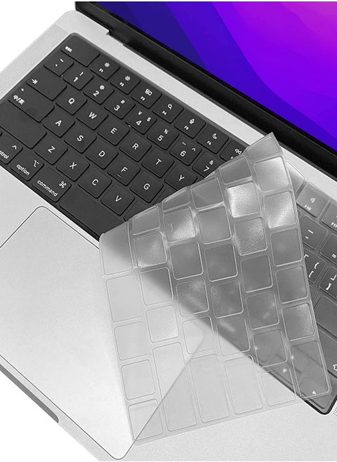 Premium US Layout Keyboard Cover for MacBook Air 13.6 inch M2 A2681/M3 A3113/M4 A3240 and Macbook AIr 15 inch M4 A3241/M3 A3114/M2 A2941  & MacBook Pro 14 inch A3112/A3401/A3185/A22779/A2442/A2918/A2992 and MacBook Pro 16" A3403/A3186/A2780/A2485/A2991, Clear