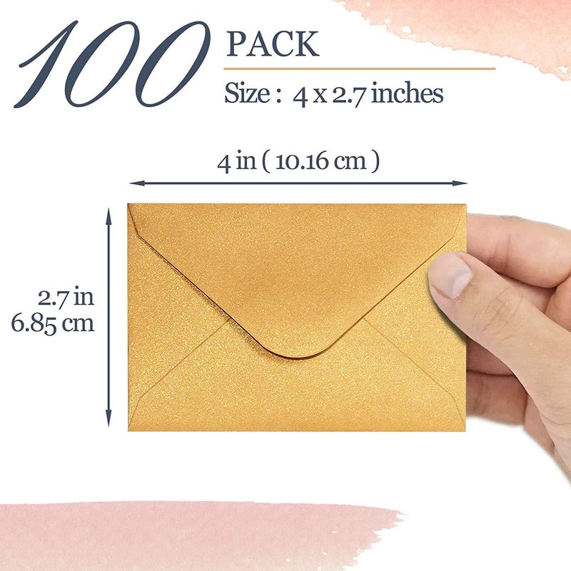 Confetti Long term storage compatible Confetti Gift Card Envelopes - 100pc Mini Paper Pockets for Business Cards, Small Note Cards, 4 x 2.7 Inches (Gold) All usage compatible - Image 4