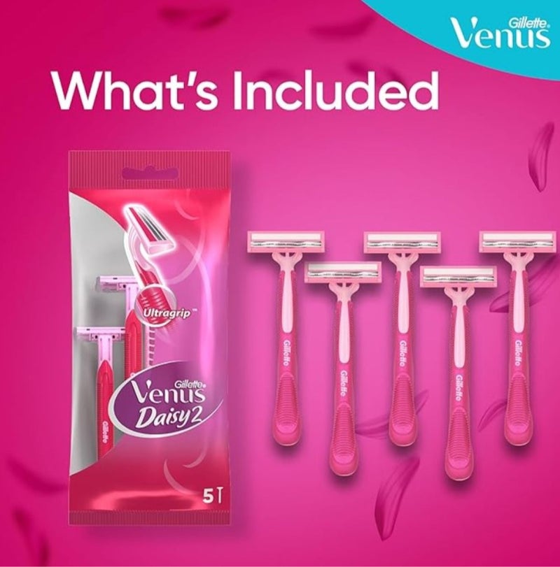 Gillette Venus Daisy 2  Razor For Women Ultragrip - 5 Pieces - Image 4
