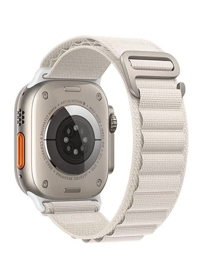 vesus - Alpine Loop Nylon Bands Compatible with Apple Watch Ultra 49mm 45mm 44mm 42mm Sport Solo Loop Rugged Strap with Titanium G‑Hook Men Women Starlight - Image 1