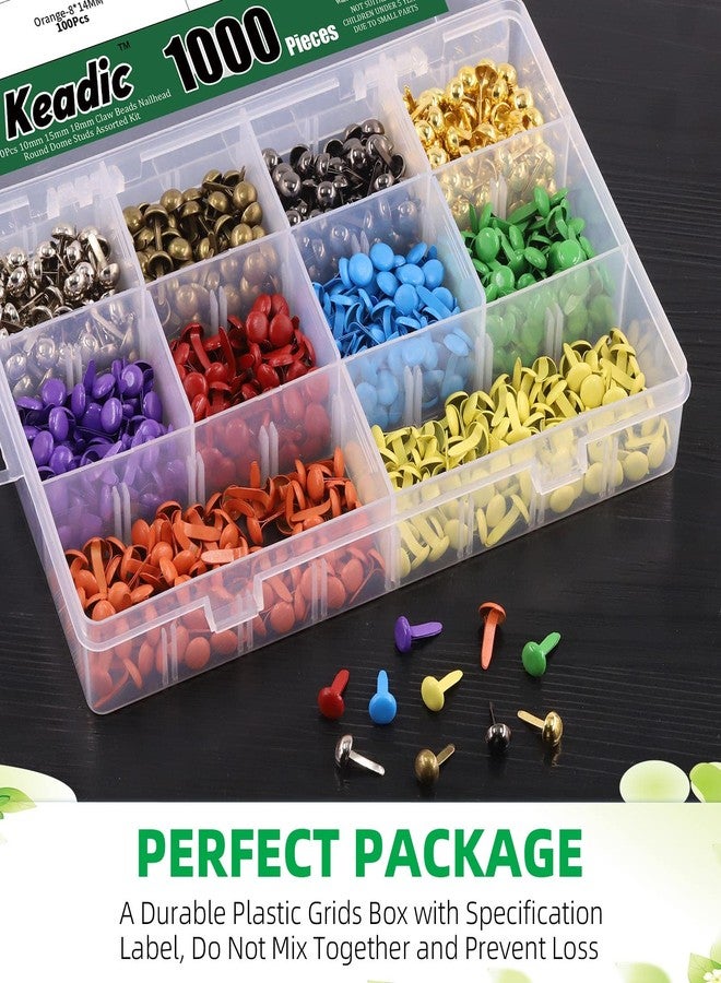 Keadic 1000Pcs Paper Fasteners Brads, 10 Colors Metal Paper Fasteners Round/Mushroom Head Brads Split Pins Pastel Brads Paper Fasteners Mini Brads for DIY Crafts(8 x14mm, 8 x15mm) - Image 5