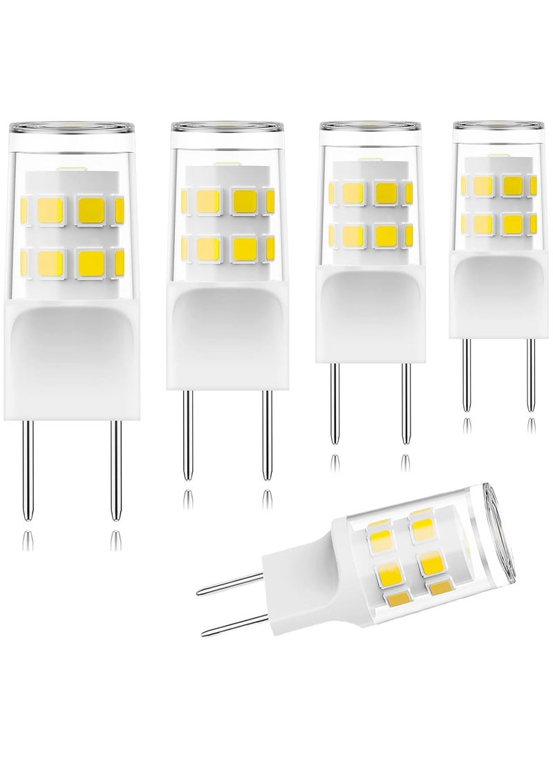 KASTWAVE (5قطع) لمبة LED G8، 3W معادل 20W-25W لمبة هالوجين، قاعدة G8 GY8.6 ذات الدبوسين، لمبة إضاءة دائرية T4 120V بديلة لمبات الميكروويف، إضاءة تحت المنضدة، ضوء نهاري أبيض 6000K  - Image 1