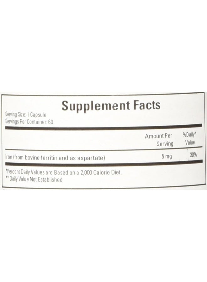 Cardiovascular Research Ecological Formulas - Ferritin Bioavailable Iron 5 mg - 60 Caps - Image 3