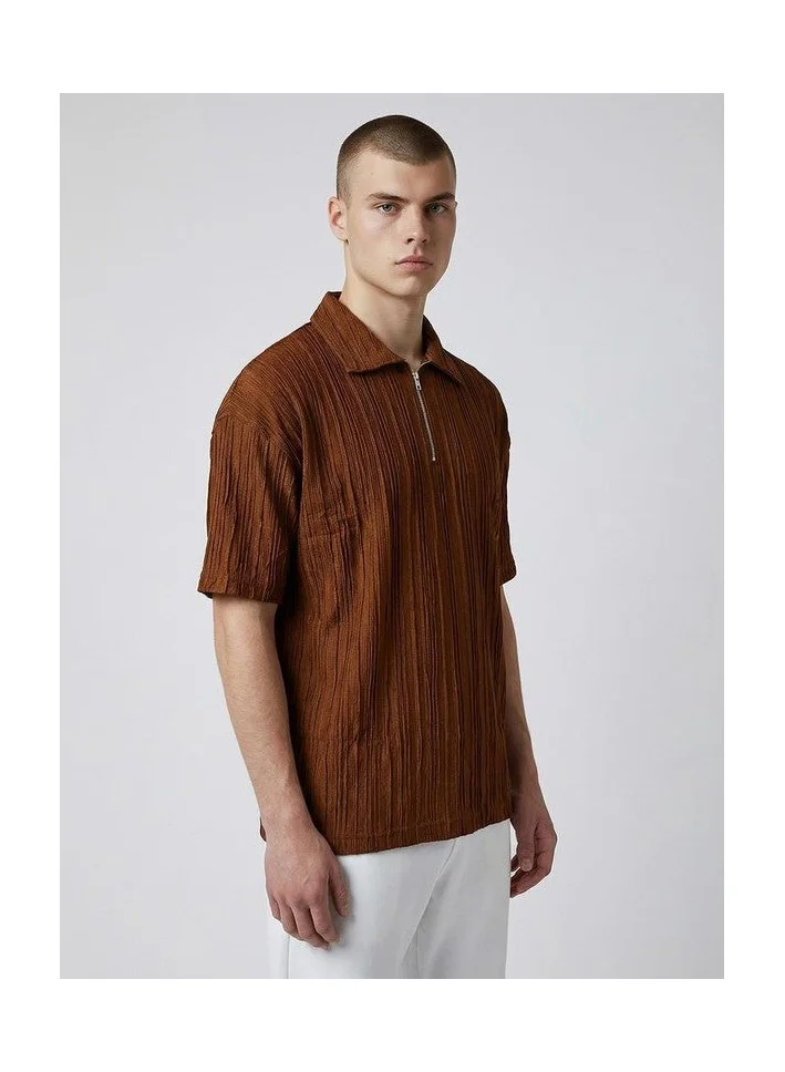 Marrakech Textured Quarter-Zip Short Sleeve Polo