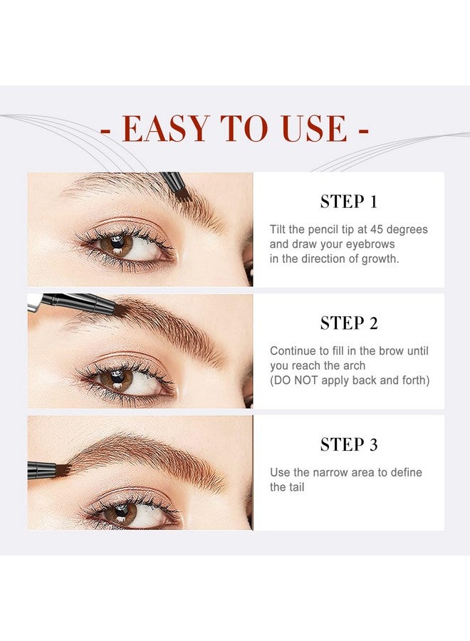 درمود قلم حواجب مايكرو بليد - قلم حواجب مقاوم للماء، 4 رؤوس شوكية، مقاوم للتلطخ، قلم حواجب يدوم طويلًا، بني فاتح - Image 5