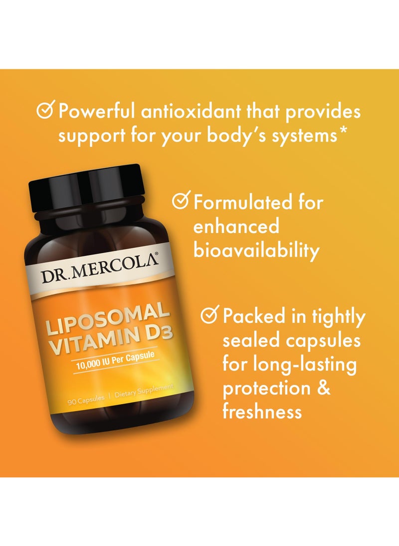 Dr. Mercola Liposomal Vitamin D3, 10,000 IU Per Capsule, 90 Capsules, Dietary Supplement  - Image 4