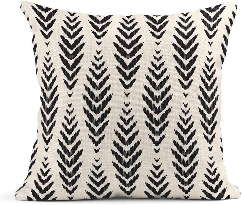 ArtSocket Set of 4 Throw Pillow Covers Ikat Tribal and Boho Bohemian Black Ethnic Herringbone for Ideas Decor Linen Outdoor Pillow Cases Home Decorative Square 20x20 Inches Pillowcases - Image 3