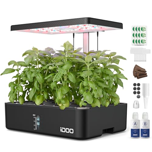 iDOO نظام زراعة الهيدروبونيك iDOO مع 12 بود، نظام حديقة أعشاب داخلية، مع ضوء نمو LED، مروحة مدمجة، مؤقت تلقائي، ارتفاع قابل للتعديل يصل إلى 11.3 بوصة، للمنزل والمدرسة، للنساء والأمهات - Image 1