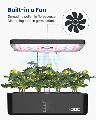 iDOO نظام زراعة الهيدروبونيك iDOO مع 12 بود، نظام حديقة أعشاب داخلية، مع ضوء نمو LED، مروحة مدمجة، مؤقت تلقائي، ارتفاع قابل للتعديل يصل إلى 11.3 بوصة، للمنزل والمدرسة، للنساء والأمهات - Image 3
