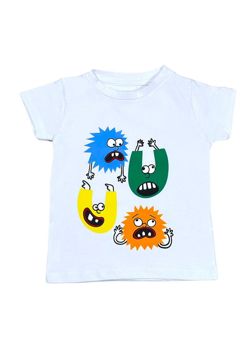 Baby Co. Monsters cotton set (White t-shirt + Black Sweatpants)  - Image 3