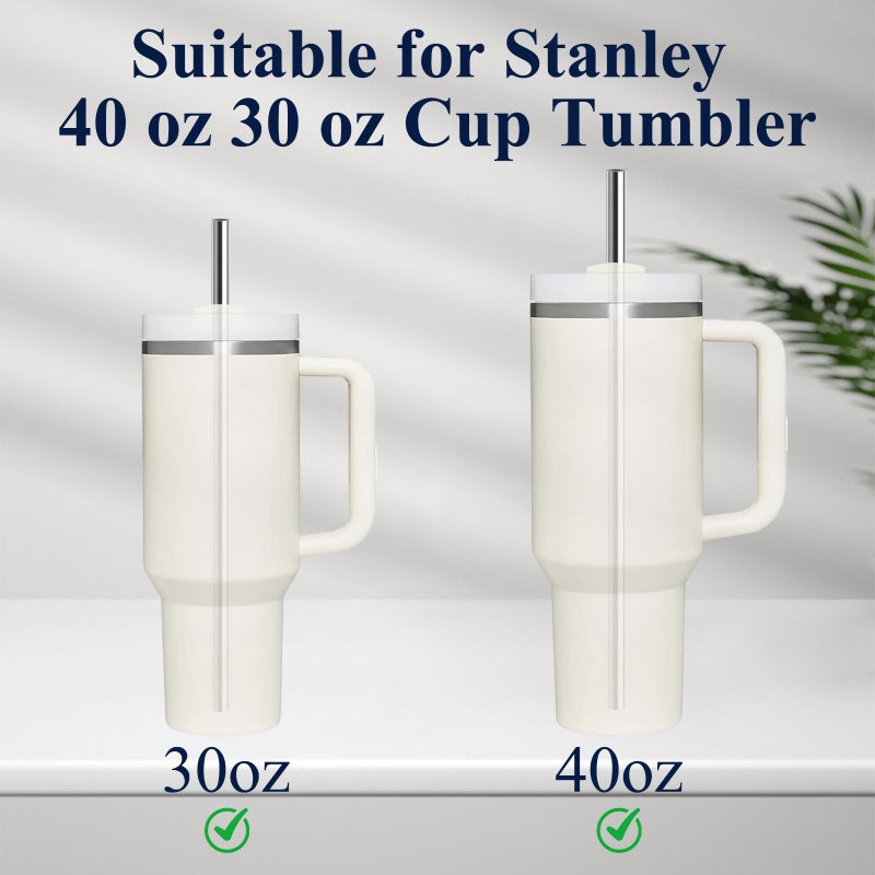 TraVisonyx 6 Pack Stainless Steel Straw Replacement 40 oz and 30ozfor Stanley Tumblerï¼Œ6 Straight Reusable Straws with 2 Cleaning Brush Compatible with Stanley 40oz Stanley Cup Tumbler - Image 2