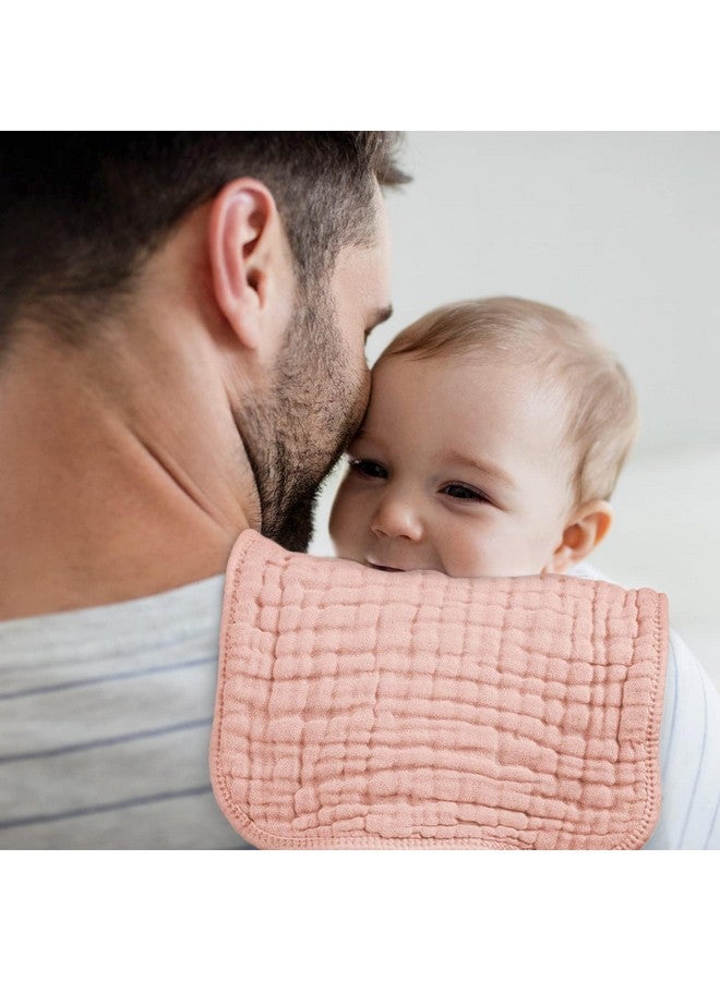 لوكسي مناديل تجشؤ من Looxii مصنوعة من قماش موسلين قطني 100%، مقاس كبير 20×10 بوصة، ناعمة للغاية وعالية الامتصاص، عبوة من 6 قطع من قماش التجشؤ للأطفال للأولاد والبنات، لون وردي صدفي - Image 3