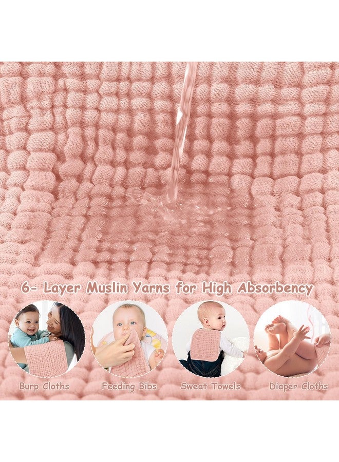 لوكسي مناديل تجشؤ من Looxii مصنوعة من قماش موسلين قطني 100%، مقاس كبير 20×10 بوصة، ناعمة للغاية وعالية الامتصاص، عبوة من 6 قطع من قماش التجشؤ للأطفال للأولاد والبنات، لون وردي صدفي - Image 4