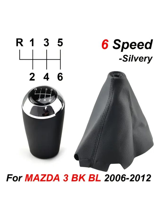 Silver Head 6 Speed Shift Knob And Boot Cover For Mazda 3 2006 2012 With Dust Guard - Image 5