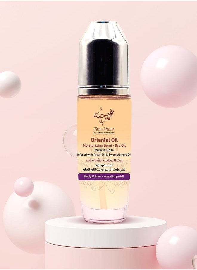 TamrHenna Oriental Body and Hair Oil Musk and Rose| Mineral Oil Free | Anti-aging and Moisturizing Dry Oil | Rich in Argan Oil, Sweet Almond Oil | 100ml  - Image 4