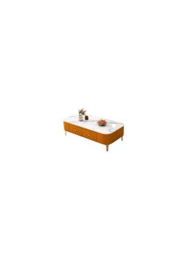 Casual White Oblong Tempered Glass Single Board Game Coffee Table with 4 Legs and 2 Drawers - Image 3