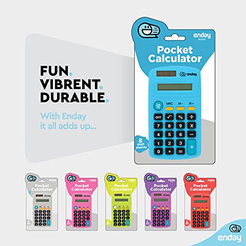 Enday Calculator Blue, Basic Small Solar and Battery Operated, Large Display Four Function, Auto Powered Handheld Calculator School and Kids Available in Green, Red, Purple, Grey, Pink, 1 PK – by Enday - Image 3