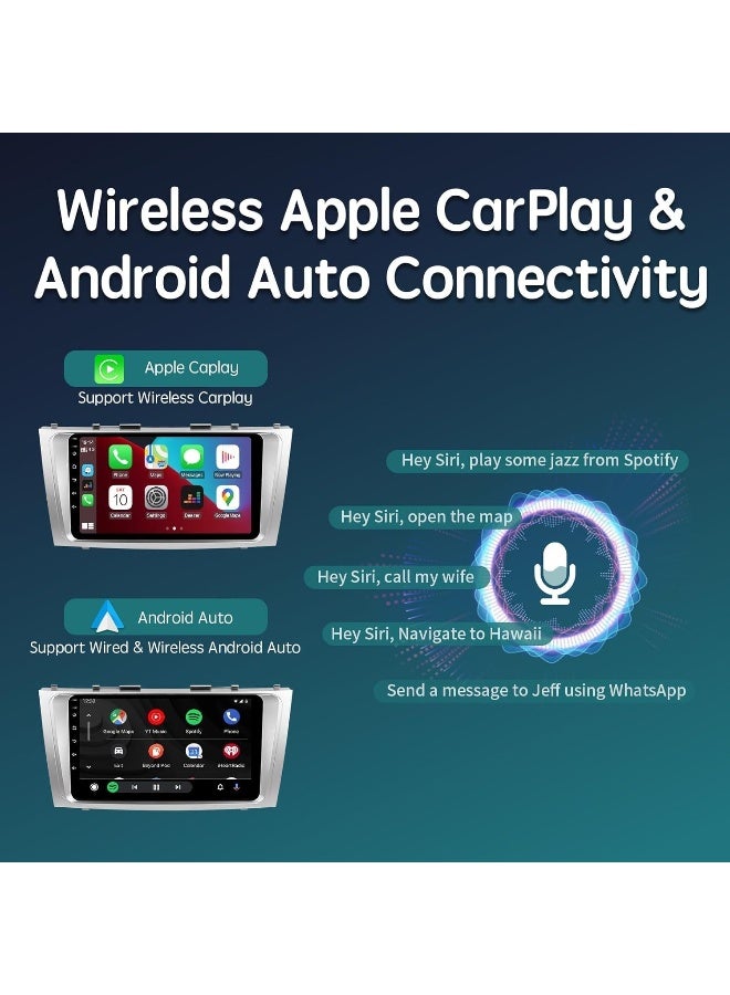 Vierex Android Car Stereo Screen For Toyota Camry 2007-2011 9 Inch Head Unit Car Stereo with HD Touch Screen, Wireless CarPlay, Android Auto, GPS, WiFi,Camera, Bluetooth Fast Interface (4+32GB Carplay) - Image 3