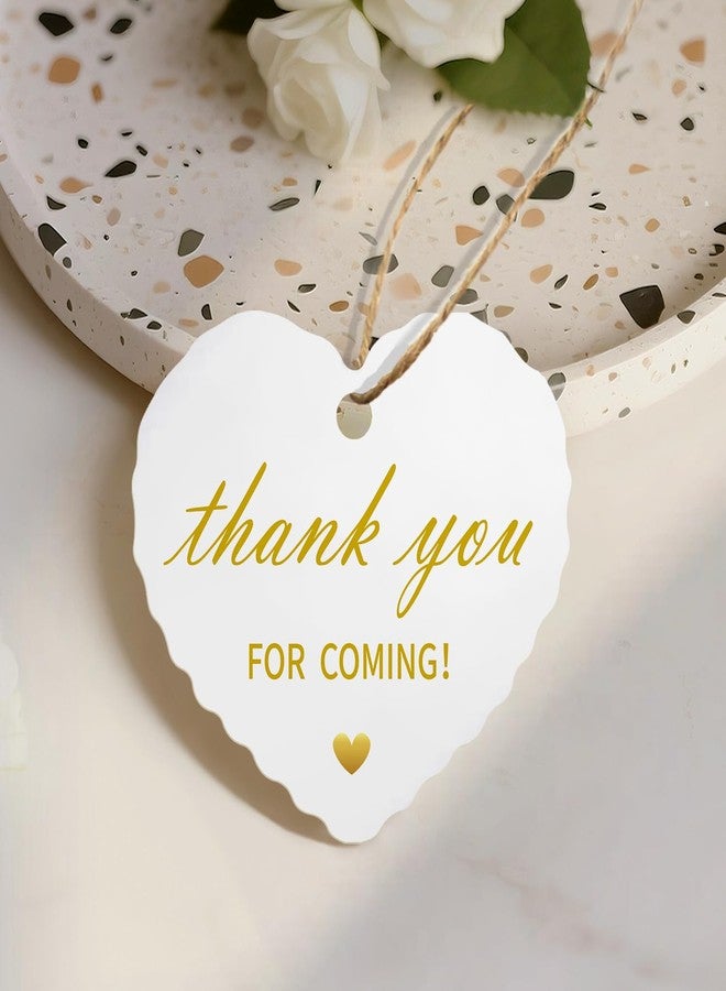 TQQBUU 50pcs Gold Foil Thank You Tags with String, Pre-Punched Hole Gift Tags with String - Perfect for Weddings, Baby Showers, Parties, Celebrations - Thanks You for Coming (2.36"*2.16" - Image 1