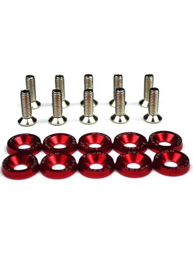 Red 10pcs Car Modification Kit Hex Fasteners Fender Bumper Engine Concave Screws M6 Bolts - Image 5