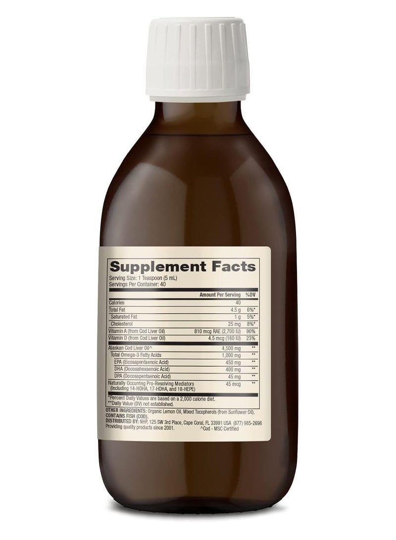 Dr. Mercola Wild Caught Alaskan Cod Liver Oil 1,000 Mg Omega-3s Per Serving 6.8 Fl. Oz. 200 Ml Dietary Supplement (Natural Lemon Flavor) - Image 2