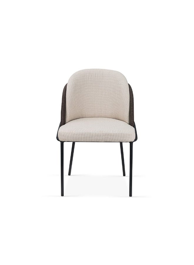 DANUBE HOME مجموعة كراسي طعام مون من 2 مع قماش مبطن | كراسي طعام مطبخ متينة بدون طاولة مقعد فردي تصميم حديث للأثاث لغرفة الطعام L52xW50xH78cm-بيج/بني - Image 2