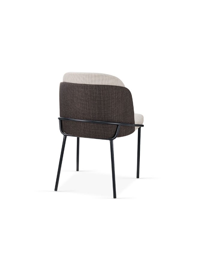 DANUBE HOME مجموعة كراسي طعام مون من 2 مع قماش مبطن | كراسي طعام مطبخ متينة بدون طاولة مقعد فردي تصميم حديث للأثاث لغرفة الطعام L52xW50xH78cm-بيج/بني - Image 4