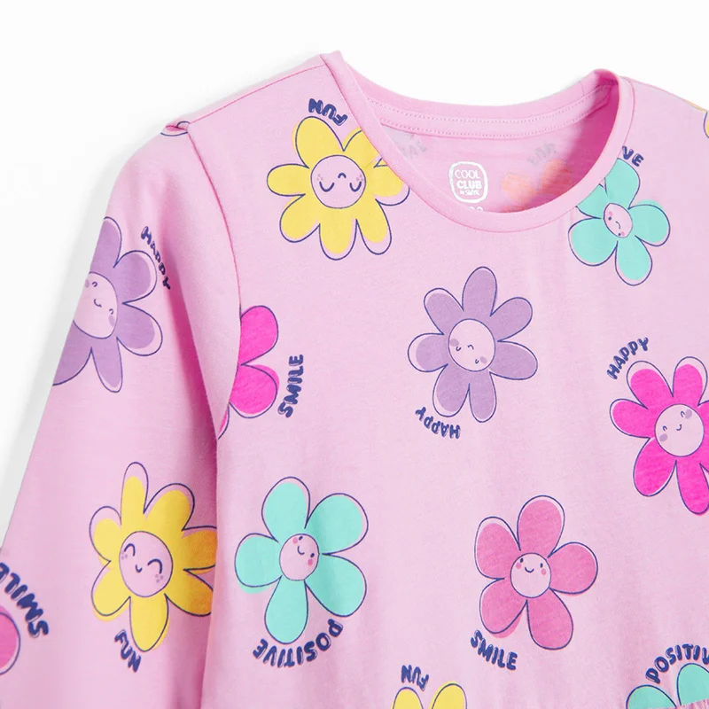 Cool Club PINK COTTON DRESS L/S