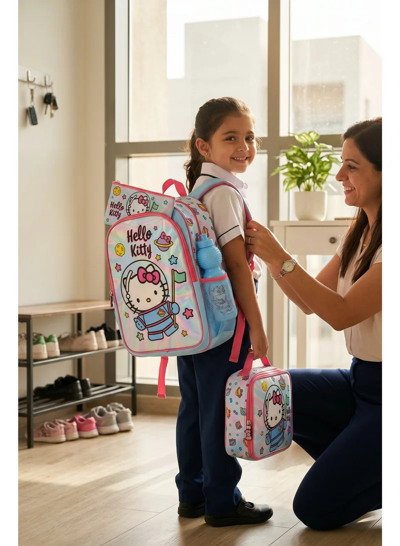 Sanrio  Sanrio Hello Kitty 5-in-1 Kids Trolley School Set 18" | Rolling Backpack, Lunch Bag, Lunch Box, Water Bottle & Pencil Case | Water Resistant  | Girls School Bag for Women | Best Price UAE