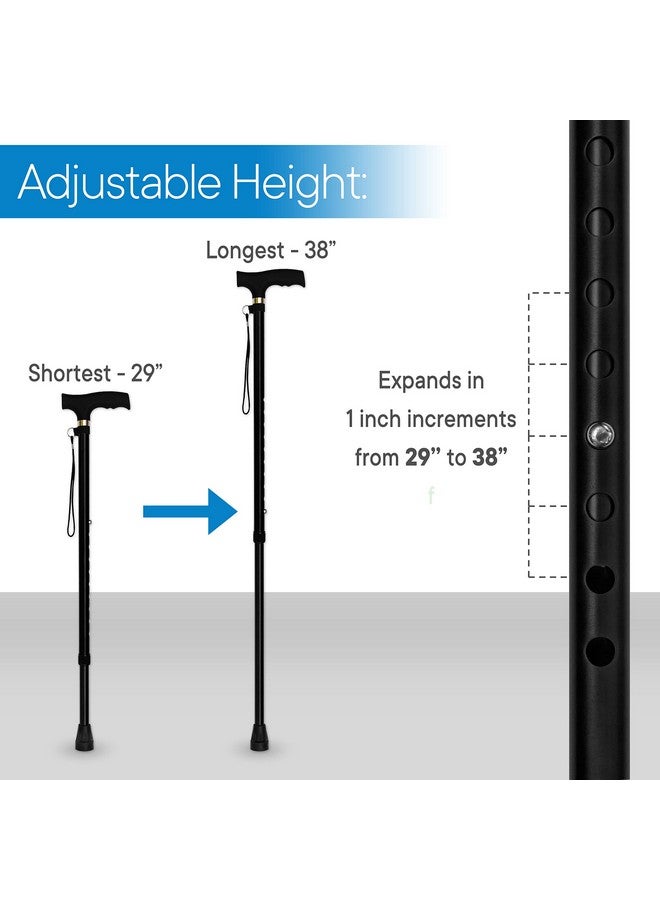 RMS Walking Cane - Adjustable Walking Stick - Lightweight Aluminum Offset Cane with Ergonomic Handle and Wrist Strap - Ideal Daily Living Aid for Limited Mobility (Black) - Image 3