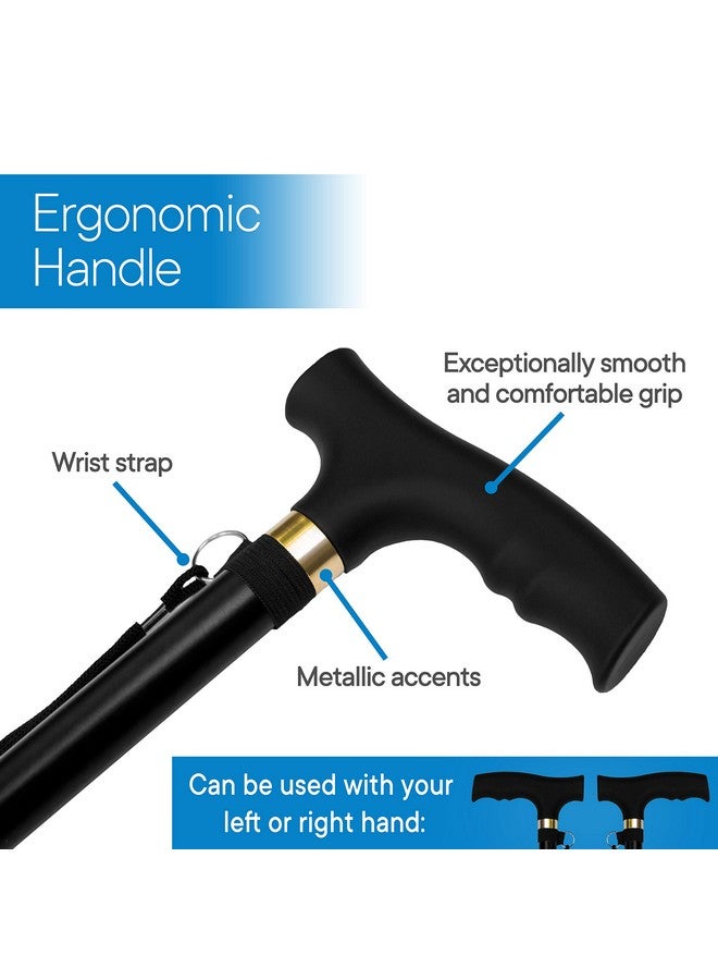 RMS Walking Cane - Adjustable Walking Stick - Lightweight Aluminum Offset Cane with Ergonomic Handle and Wrist Strap - Ideal Daily Living Aid for Limited Mobility (Black) - Image 4