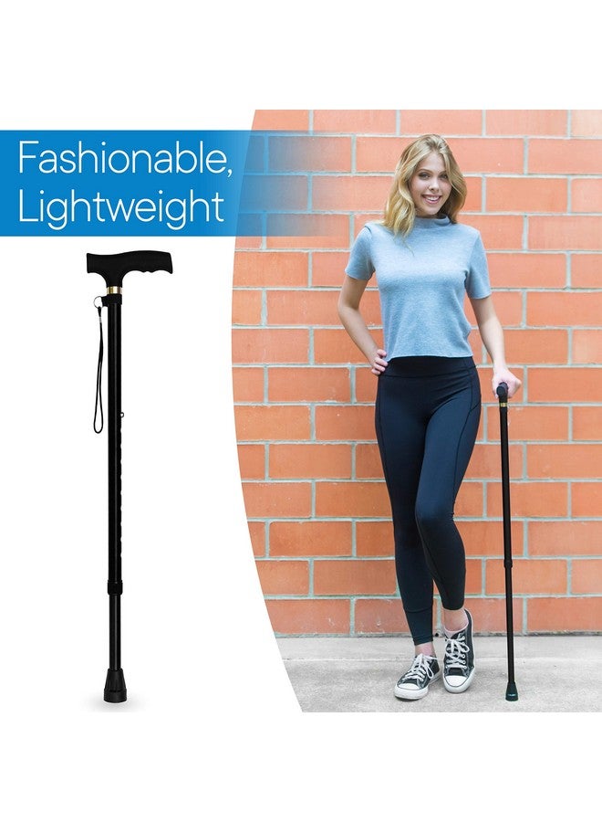 RMS Walking Cane - Adjustable Walking Stick - Lightweight Aluminum Offset Cane with Ergonomic Handle and Wrist Strap - Ideal Daily Living Aid for Limited Mobility (Black) - Image 2