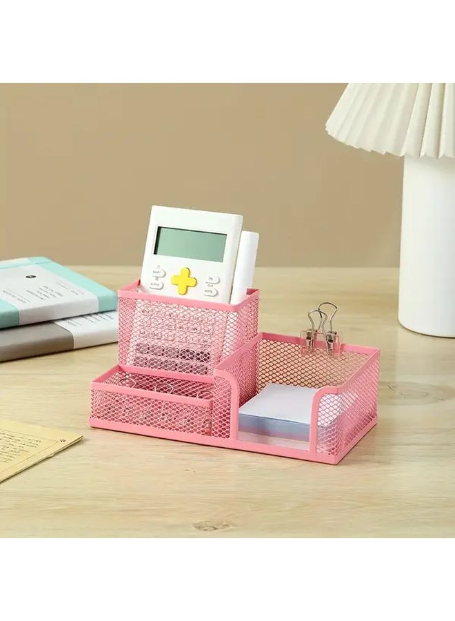 Mint Green Grid Metal Desktop Organizer 3 Compartments Lightweight Durable Storage - Image 5