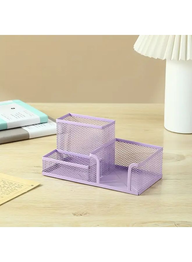 Mint Green Grid Metal Desktop Organizer 3 Compartments Lightweight Durable Storage - Image 3