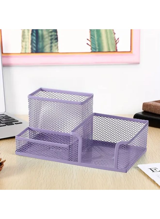 Mint Green Grid Metal Desktop Organizer 3 Compartments Lightweight Durable Storage - Image 4