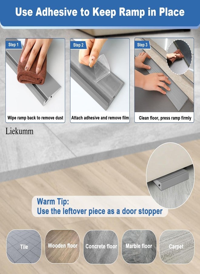 LIEKUMM 3/4" Odorless Threshold Ramp, 2200 lbs Wheelchair Ramp, Grey - Image 3