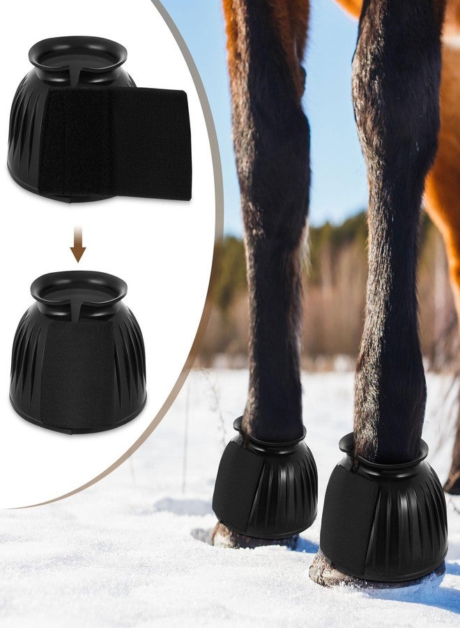 Abbylike Bell Boots for Horses 1 Pair/2 Pair Available, Protect Against Hoof Impact Trauma, Rubber Bell Boots Horse Care for Turnout, No Rub Design Wrap Hook and Loop(L,Black,1 Pair) - Image 5