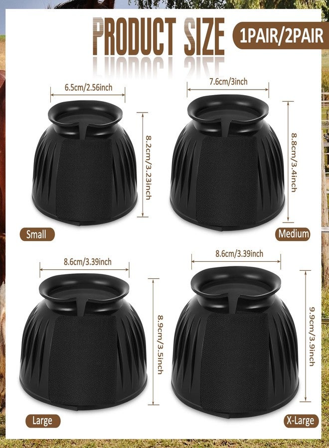 Abbylike Bell Boots for Horses 1 Pair/2 Pair Available, Protect Against Hoof Impact Trauma, Rubber Bell Boots Horse Care for Turnout, No Rub Design Wrap Hook and Loop(L,Black,1 Pair) - Image 2