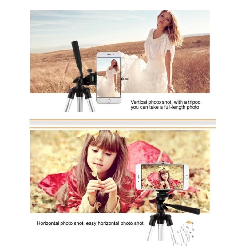 Careflection TRIPOD-3110 Portable Camera Tripod with Three-Dimensional Head &Quick Release Plate for All Cameras & Mobile, Best for Making Videos'- Silver, Black - Image 2