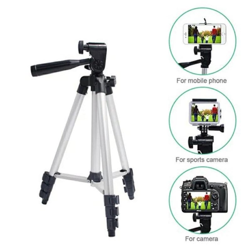 Careflection TRIPOD-3110 Portable Camera Tripod with Three-Dimensional Head &Quick Release Plate for All Cameras & Mobile, Best for Making Videos'- Silver, Black - Image 5