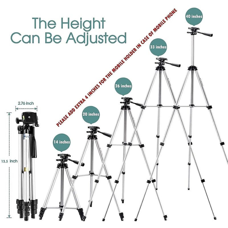 Careflection TRIPOD-3110 Portable Camera Tripod with Three-Dimensional Head &Quick Release Plate for All Cameras & Mobile, Best for Making Videos'- Silver, Black - Image 4