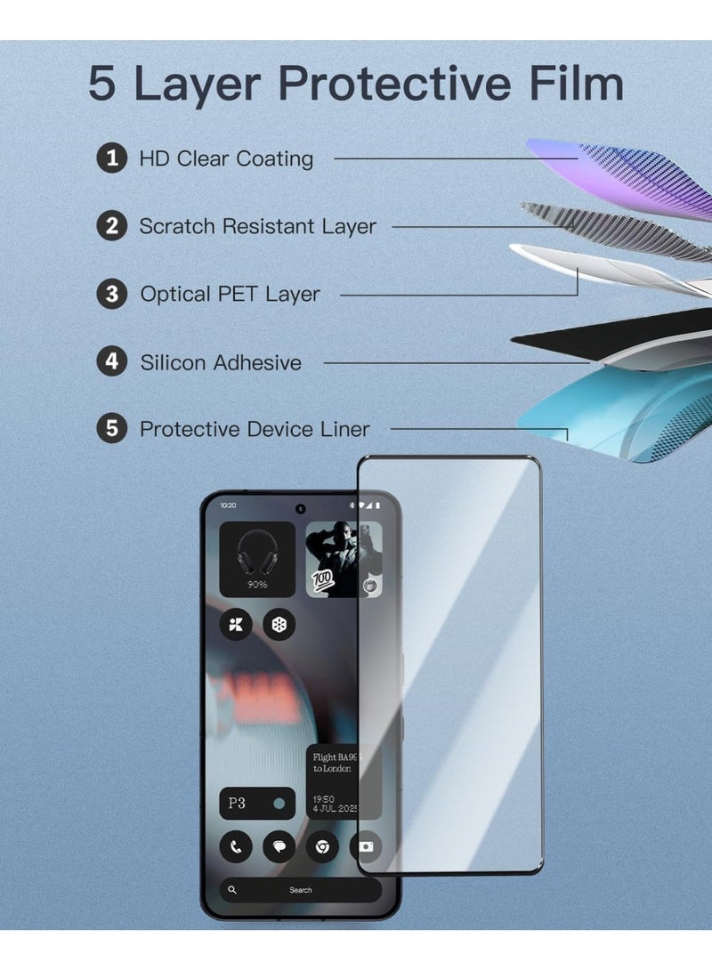 Muzz Nothing Phone (3) Screen Protector Full Glue Bubble Free Anti-Scratch Anti-Fingerprint 9H Hardness 3D Curved Edge Tempered Glass Screen Protector for Nothing Phone 3 5D Black Glass (1) - Image 3