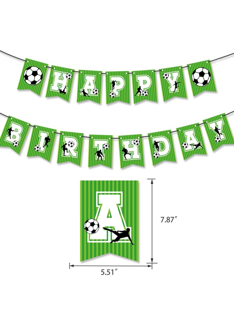 عيد ميلاد سعيد لافتة كرة القدم, موضوع كرة القدم عيد ميلاد سعيد راية كرة القدم حفلة عيد ميلاد زينة عيد ميلاد كرة القدم للأولاد أطفال بنات رياضية هدية حفلات ديكورات تفضل 12 حلوى طاولة العصي التزيين + 1 لافتات - Image 2