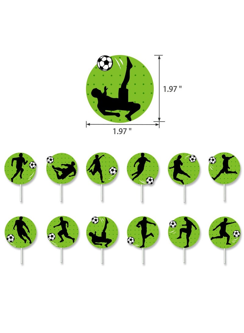 عيد ميلاد سعيد لافتة كرة القدم, موضوع كرة القدم عيد ميلاد سعيد راية كرة القدم حفلة عيد ميلاد زينة عيد ميلاد كرة القدم للأولاد أطفال بنات رياضية هدية حفلات ديكورات تفضل 12 حلوى طاولة العصي التزيين + 1 لافتات - Image 4