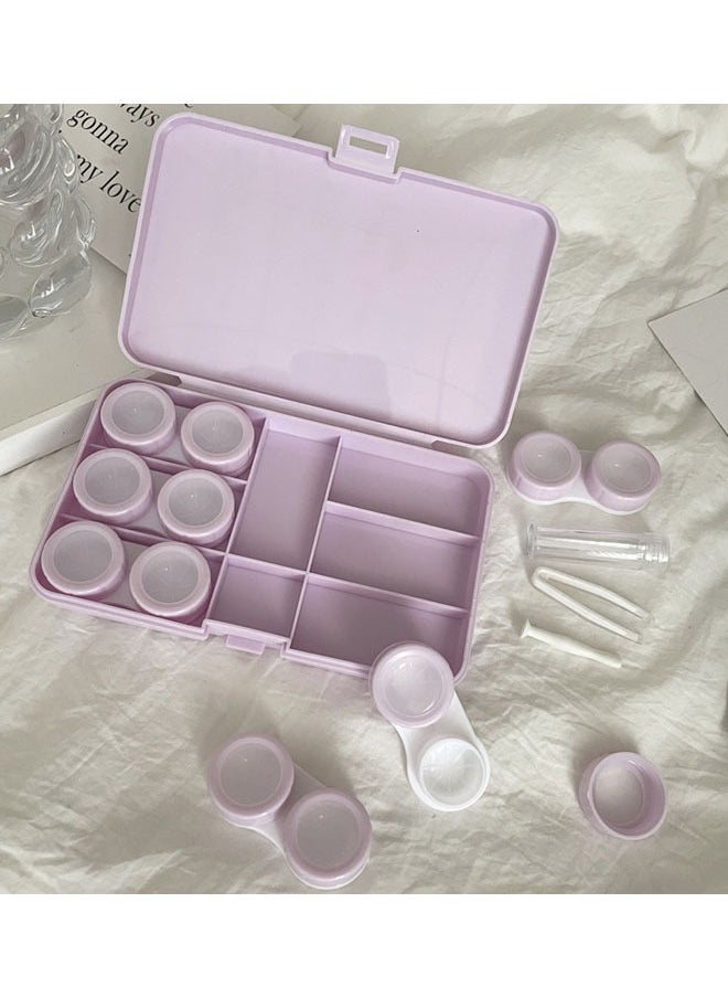 1 PCS Purple Contact Lens Case Holder Case Container with Large Display Collector Storage Box and Suction Sticks for Soft/Hard Contact Lens Remover and Inserter Tool（Purple）
