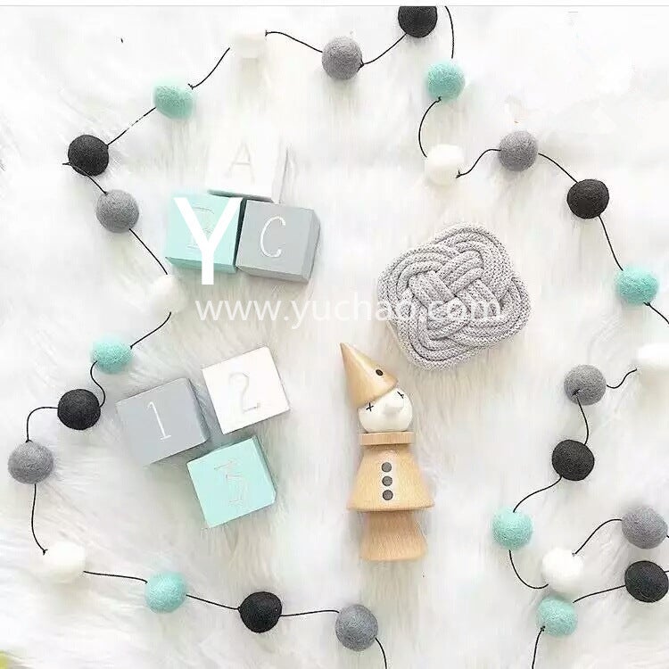 Ins Scandinavian Fur Ball String Hanging Ornaments Macaron Color Kidsren'S Room Tent Ball Pendant Shooting Props Birthday Decoration - Image 5