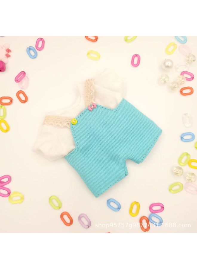 Loquat Labubu Vinyl Blind Box Clothes 8cm10cm12cm15cm20cm Cotton Doll Undecided Official Doll Clothes-color:Blue-green Suspender Jeans + White Top-height:10cm Fat Body - Image 1