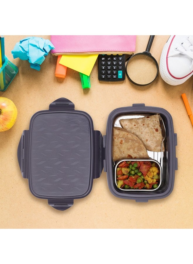 JAYPEE Stainless Steel Insulated Lunch Box Wavesteel Jr. Raider Grey, 500 ml, Airtight Tiffin Box for School Kids |Spillproof with Silicon Seal |Food Grade | BPA Free - Image 2